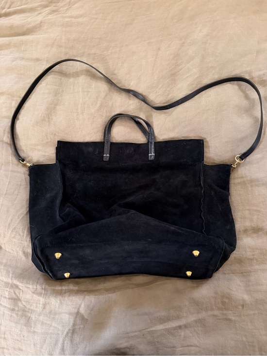 Clare V Handbags - Clare V Black Suede Convertible Tote with Gold Hardware